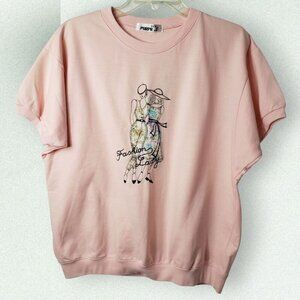 Purpie.F Graphic Short-Sleeve Sweatshirt  Lady Embroidery Design Size Medium